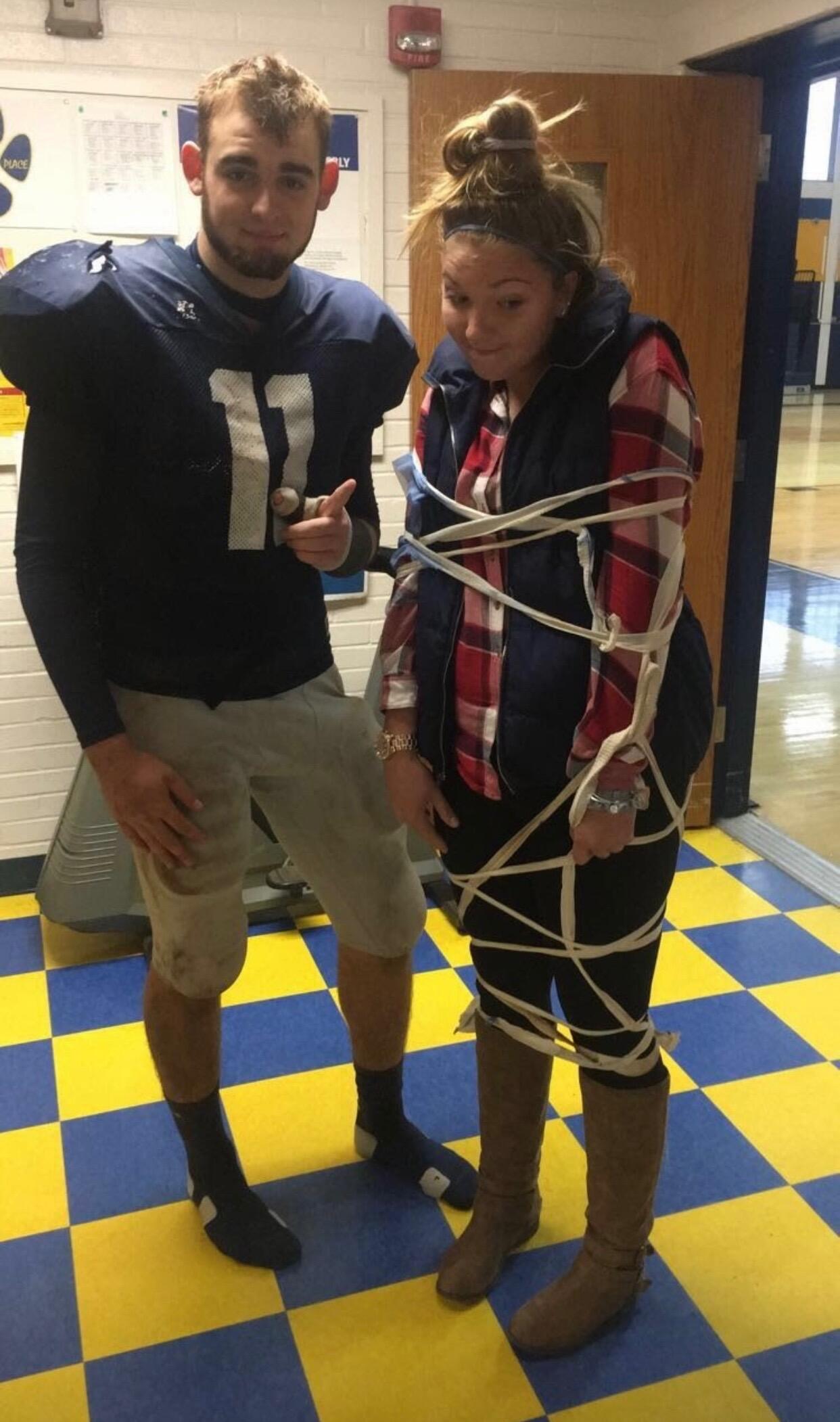 Tylor and I met in the athletic training room at Del Val when Tylor broke his thumb sophomore year.  I volunteered as a student athletic trainer and worked with the football team. Over time, we became best friends and eventually broke Pona's one and only rule- No dating the athletes. The quarterback fell in love with the water girl and as they say, the rest is history! 