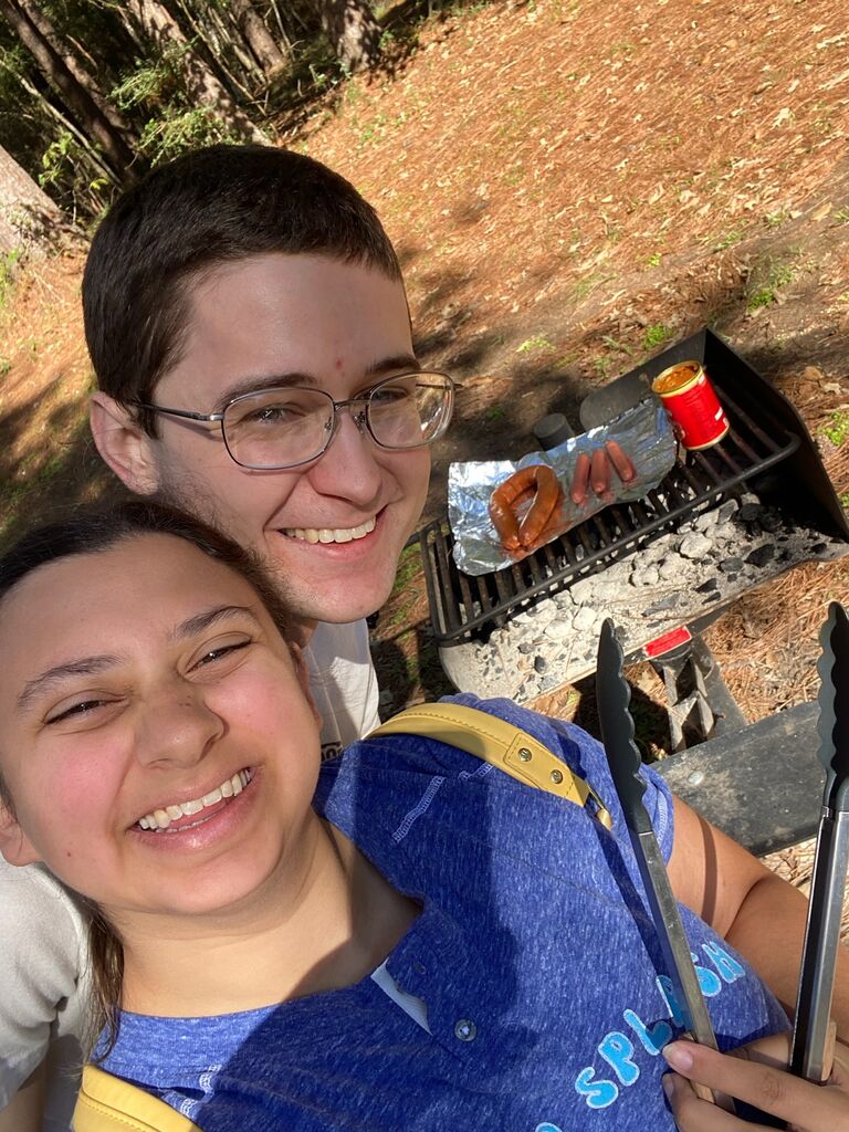 Camping day to celebrate Andrew's birthday! First time using a charcoal grill.