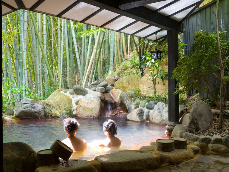 Women bathing at hot spring resort