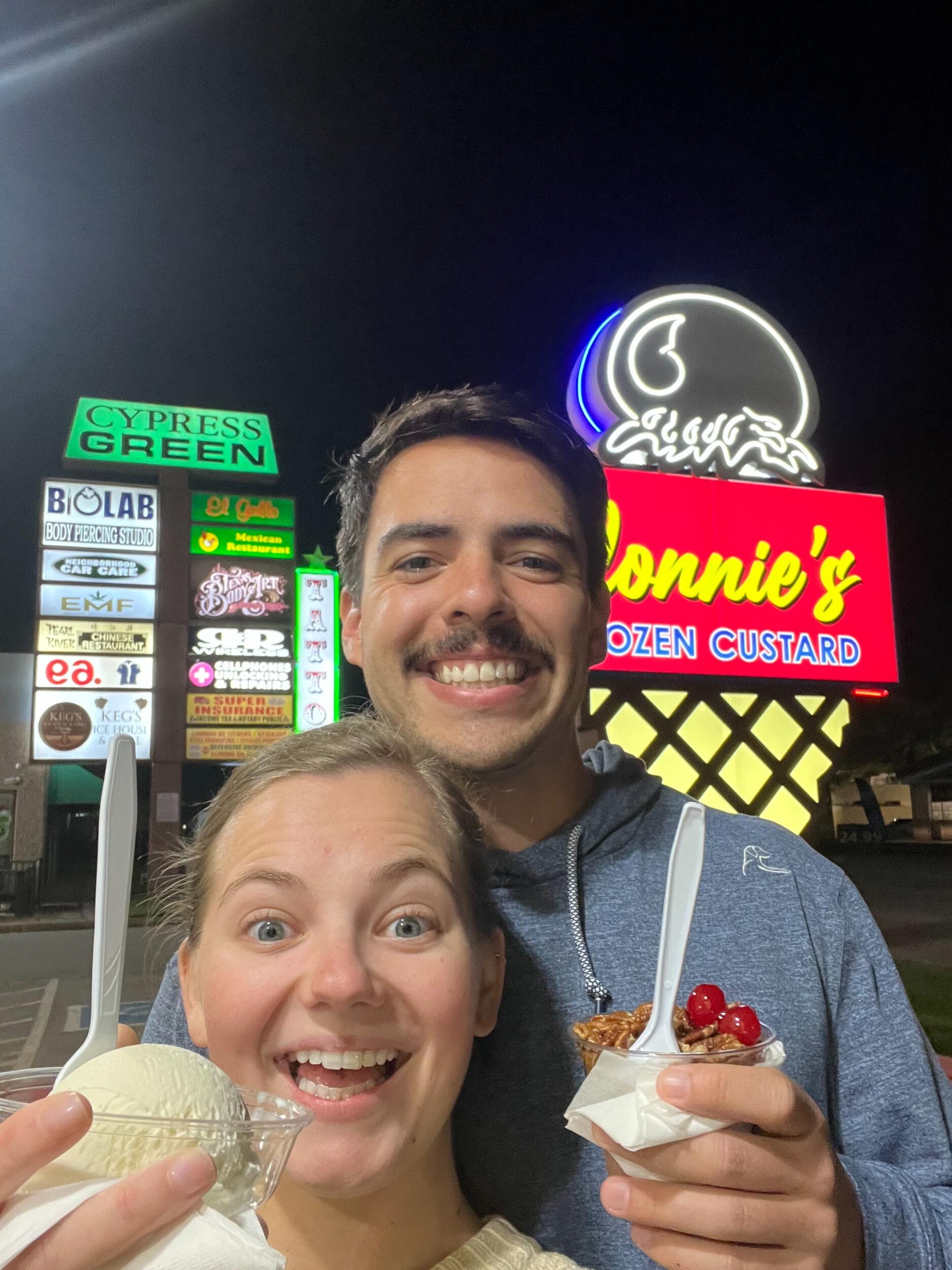 In Texas you can eat Connie's Custard ("which is better than Andy's " - Liz) outside at Christmas :)