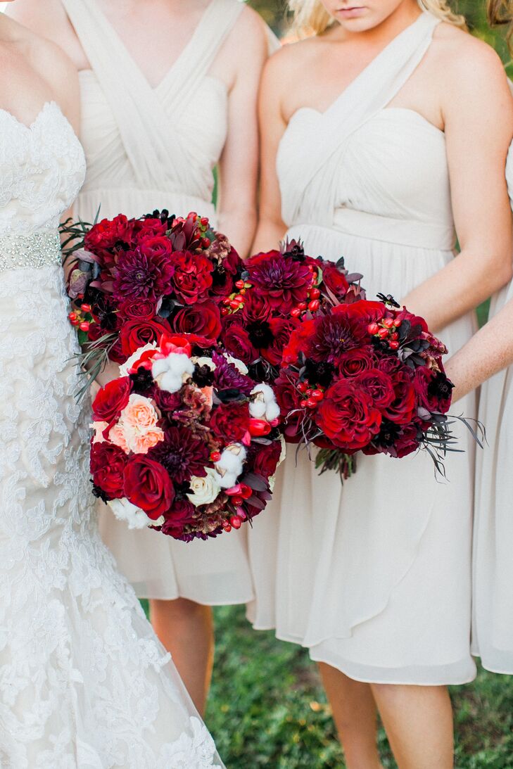 Black Baccara Rose Wedding Bouquets