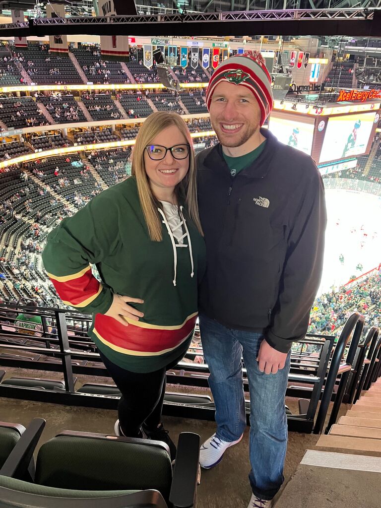 First Wild Game - We love watching sporting events together and have come to love watching hockey. One of our favorite things to do in Mankato is to attend MNSU hockey games.