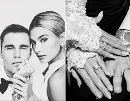 Hailey and Justin Bieber with their wedding and engagement rings