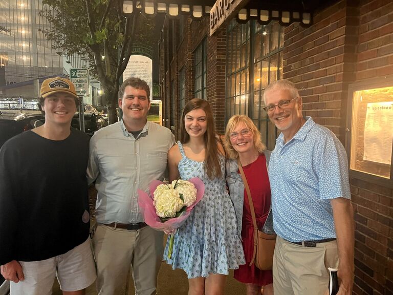 Nicole's family celebrates Nicole passing the bar exam at Barcelona Wine Bar.