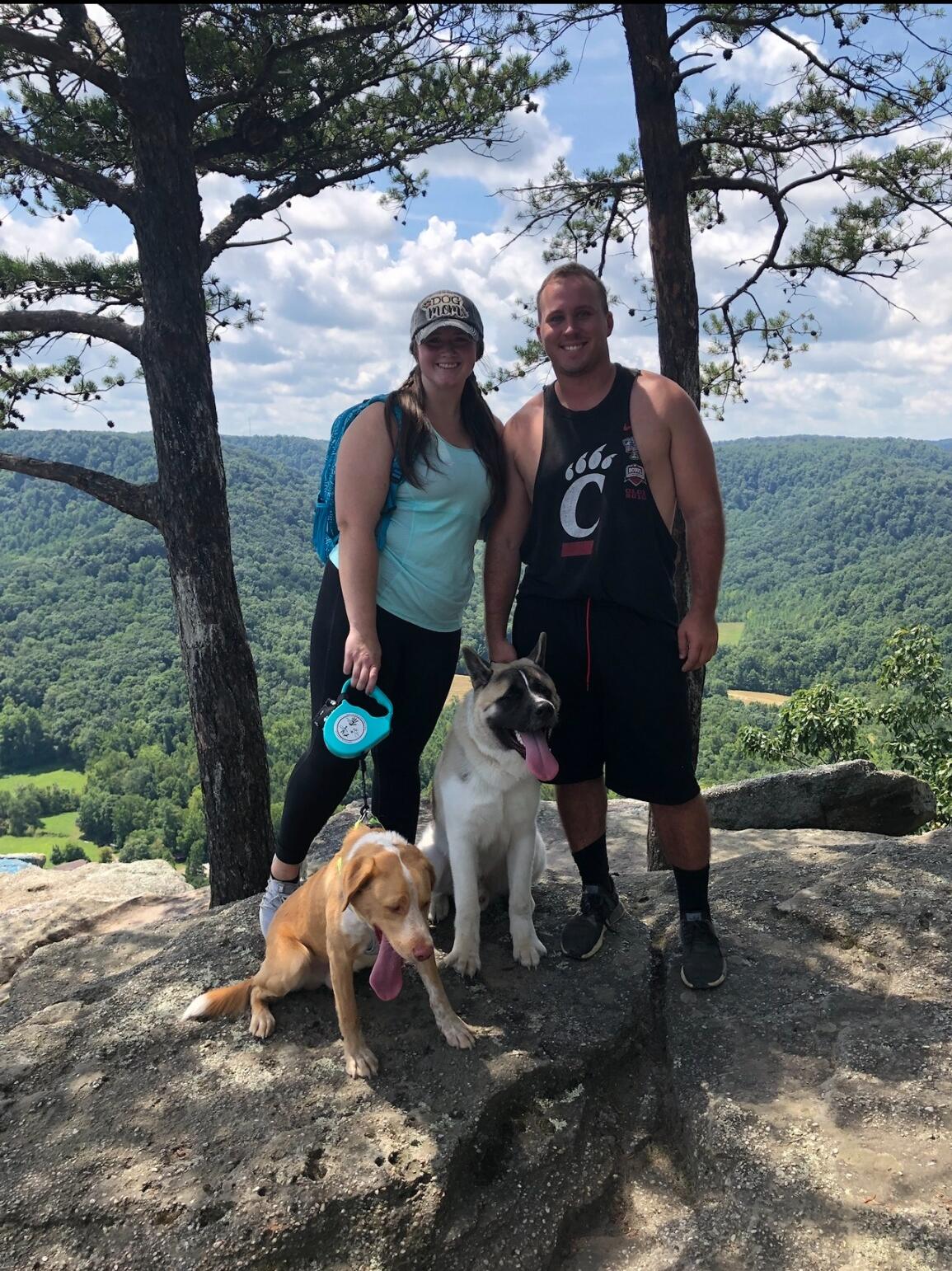 Hiking at the Pinnacles in Berea, KY with Joc and Nash.