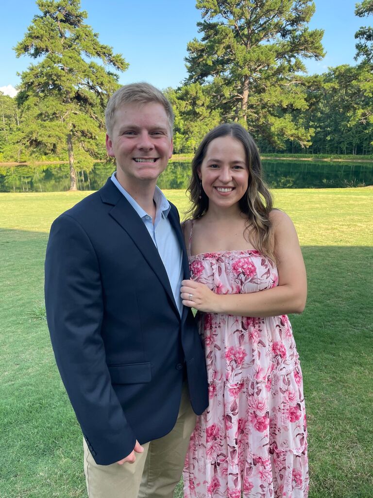 Rylie and Oscar at a friend's wedding. This was our first wedding as an engaged couple!