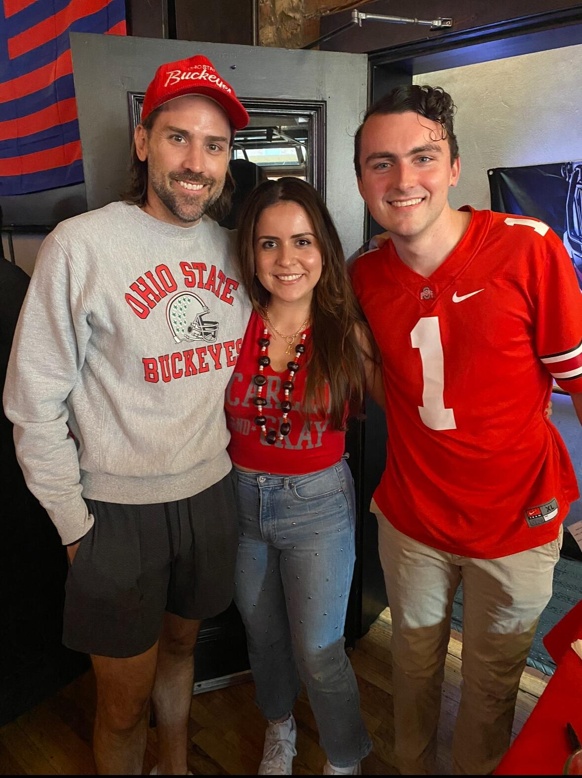 Krystal and Peter meet Mark Titus at a Chicago Ohio State alumni bar during a game watch