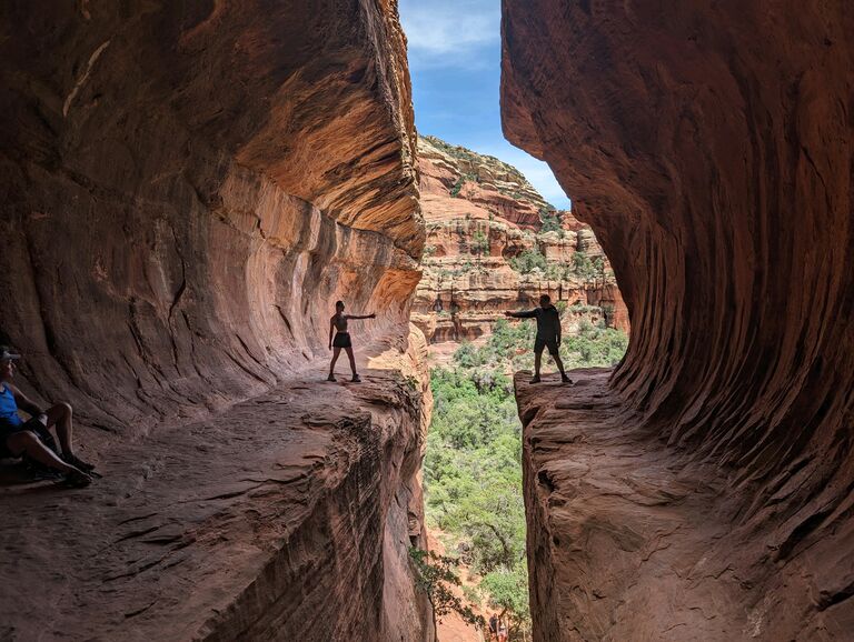 Subway cave in Sedona (right before we got engaged)