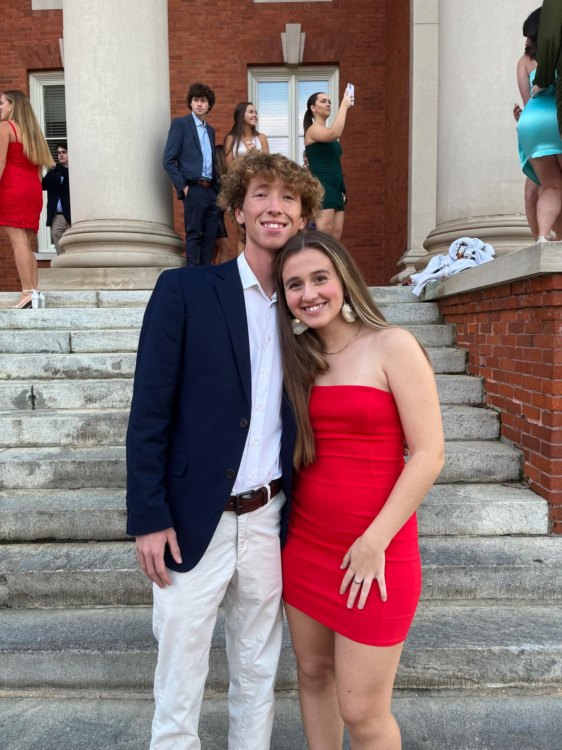 By now, Mabrey and Connor were pros at picture taking on the Sikes Hall steps!