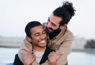 Couple smiling together