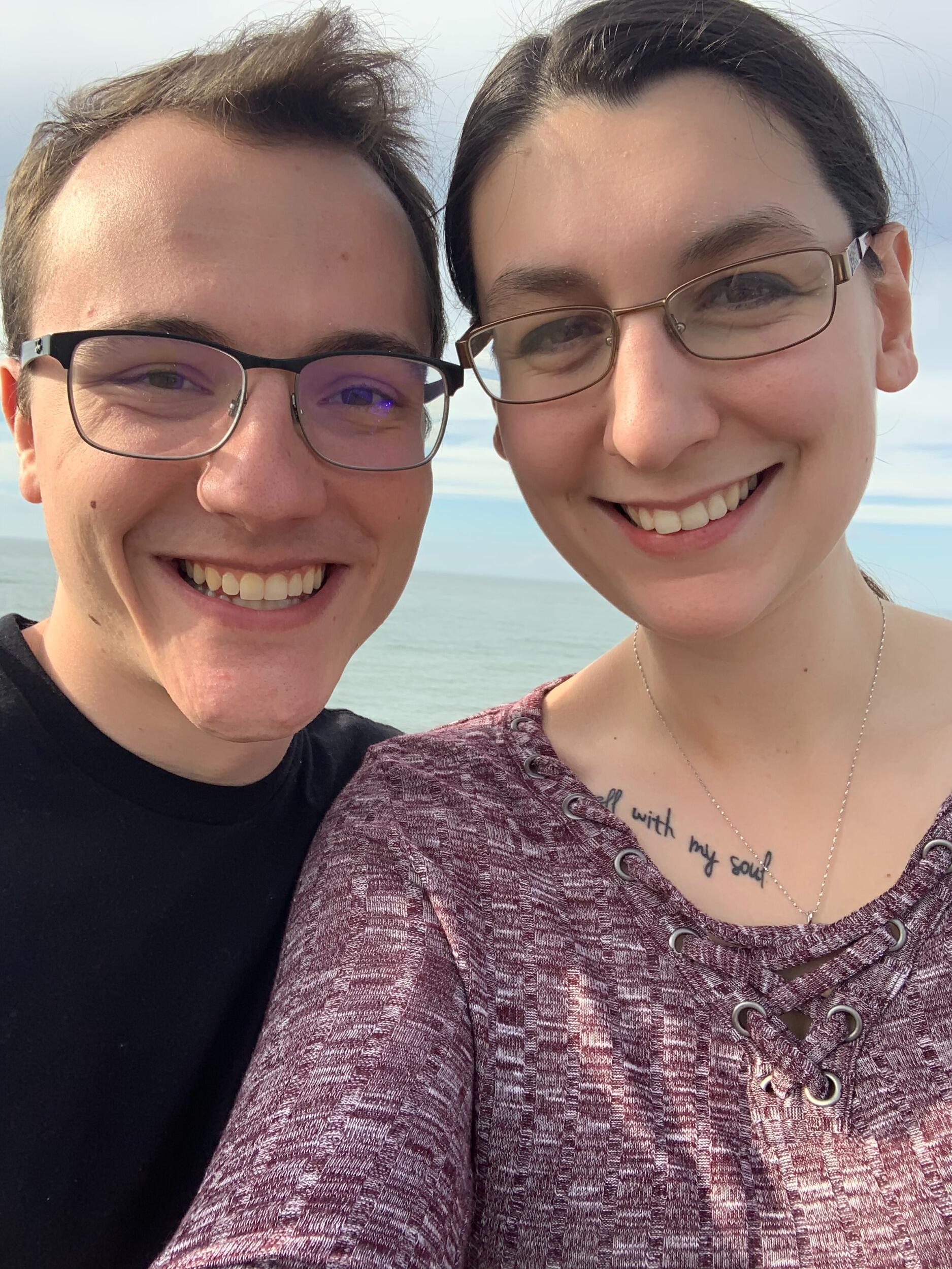 This photo is from the first of our annual New Years' trips! John surprised Marissa with a trip to Virginia Beach for her favorite holiday. 
