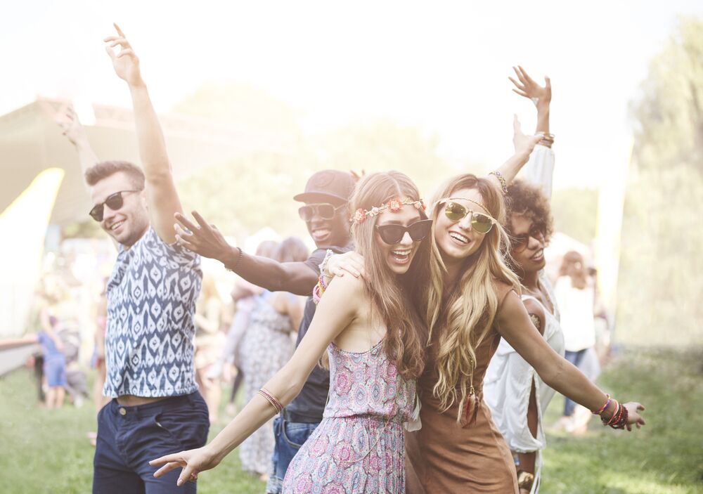Coachella goers in festival attire