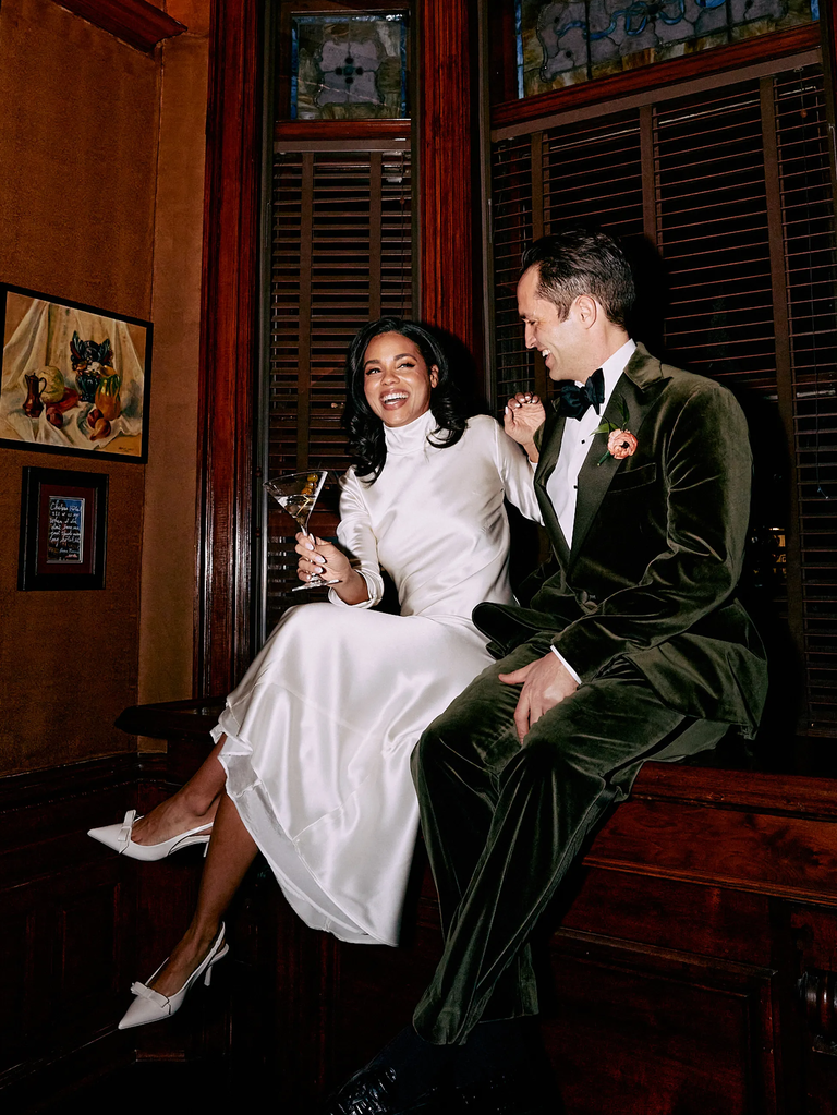 Couple at jazz club themed wedding