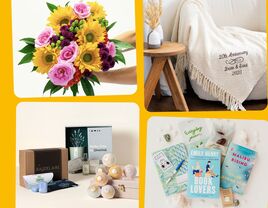 Collage of last minute anniversary gifts