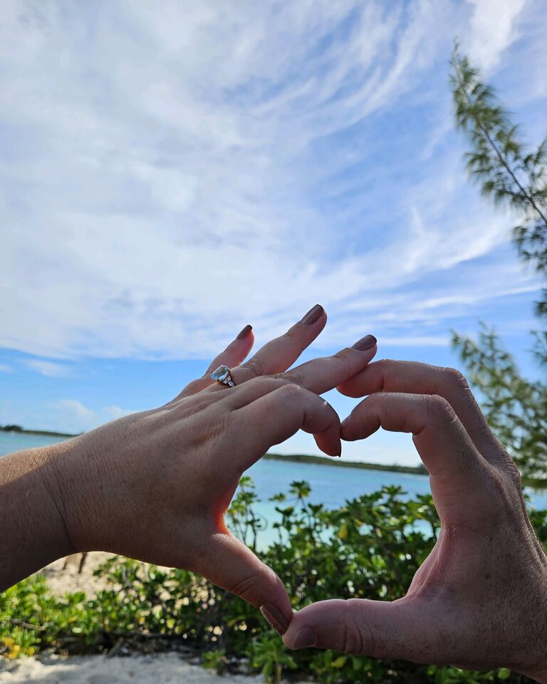 Cliché photo opp for our 4th Anniversary at Pearl Island Nassau Bahamas 