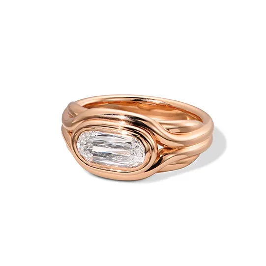 Seed Signet Diamond Ring, Modernist 2024 Engagement Ring tREND