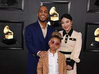 US singer Anderson .Paak and family arrive for the 62nd Annual Grammy Awards on January 26, 2020