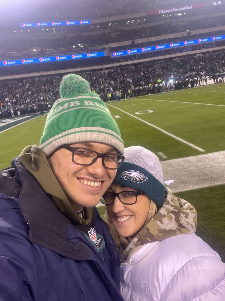 Eagles NFC Championship Game on the field during pregame warm-ups.