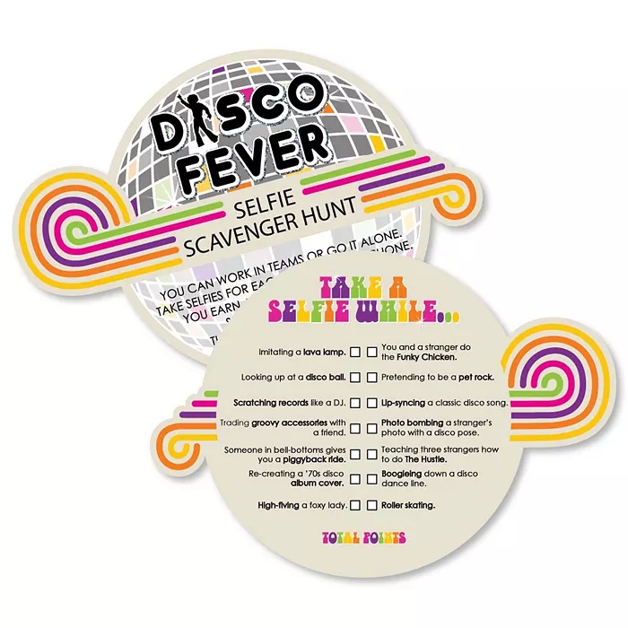 Disco Fever scavenger hunt game for your bach party