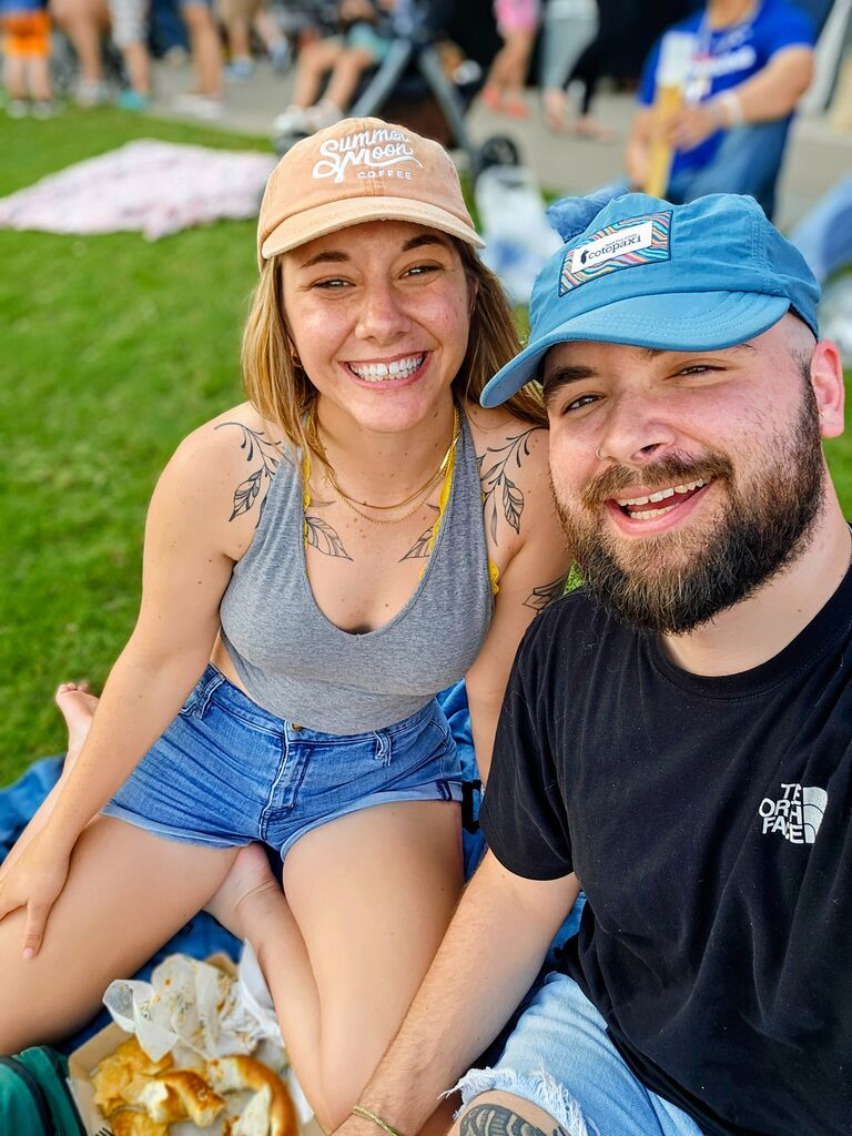 Celebrating our two-year anniversary at a Round Rock Express baseball game