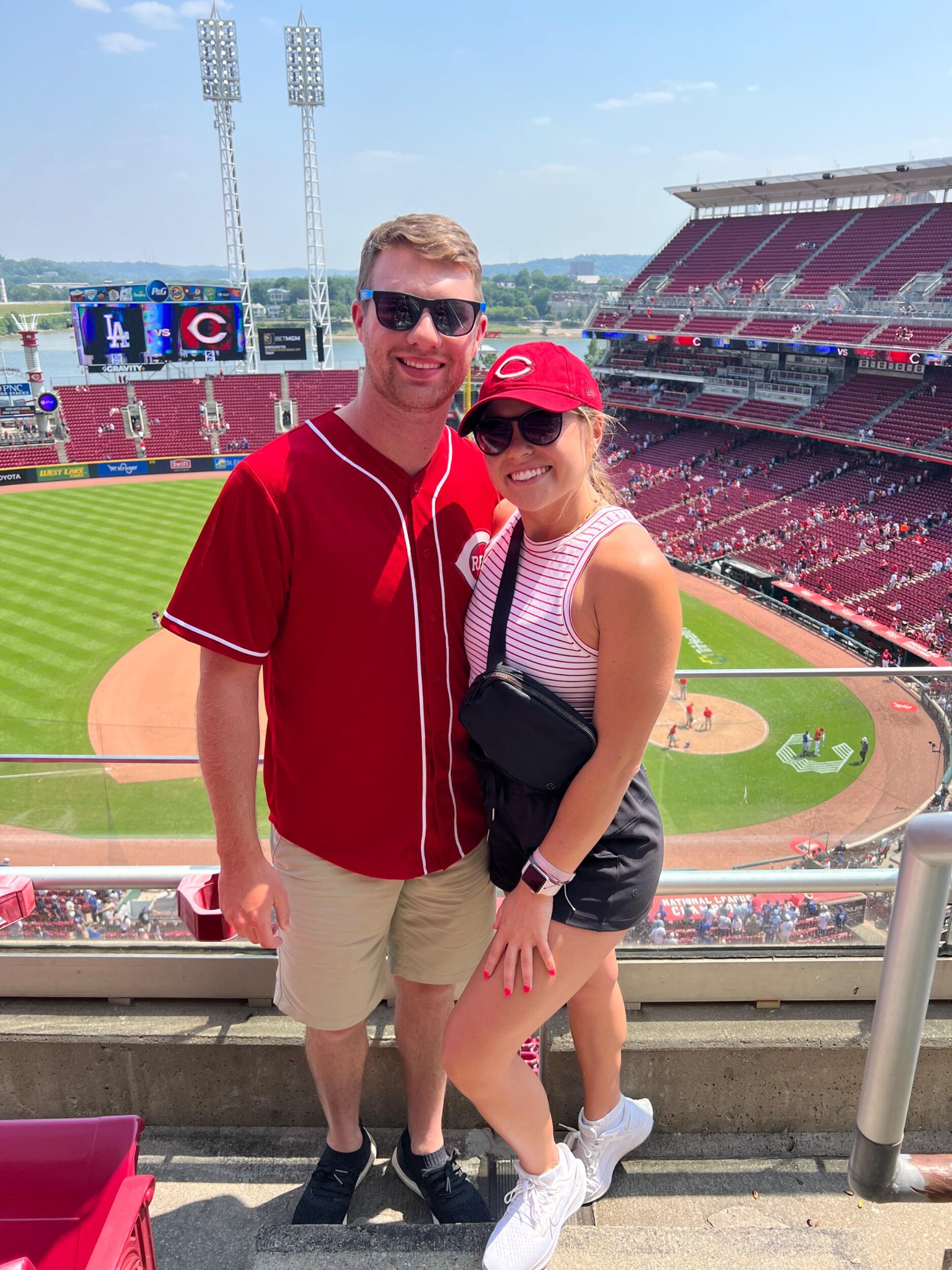 RED'S GAME! We both love the Red's and try to go to at least one game per summer! 