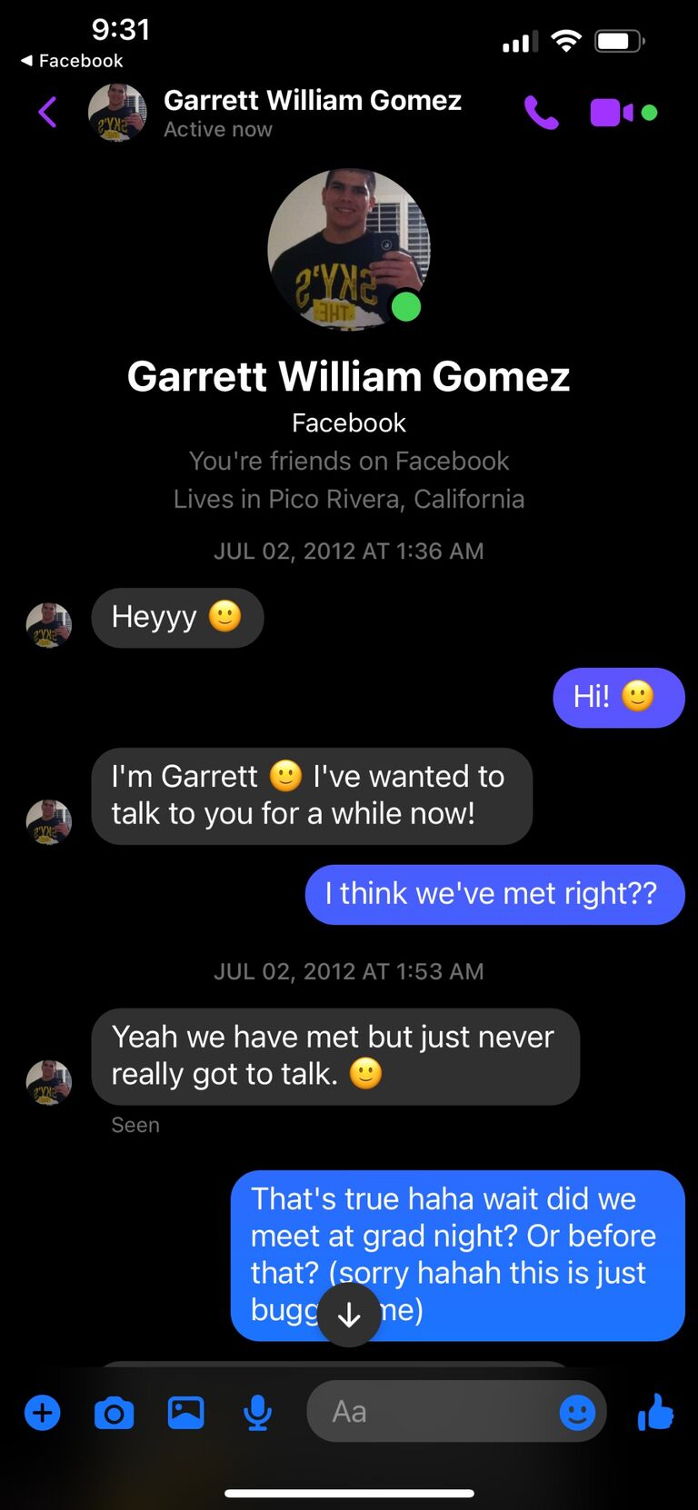 Garrett shooting his shot.