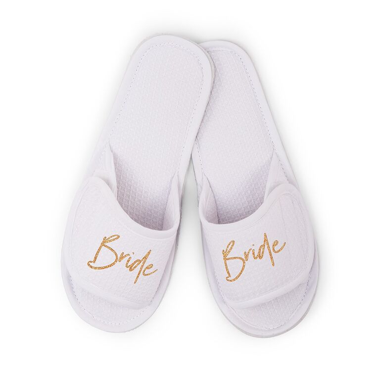 Bridal Spa Slippers Hearts Personalised Glitter Bridesmaid White Wedding  Bride