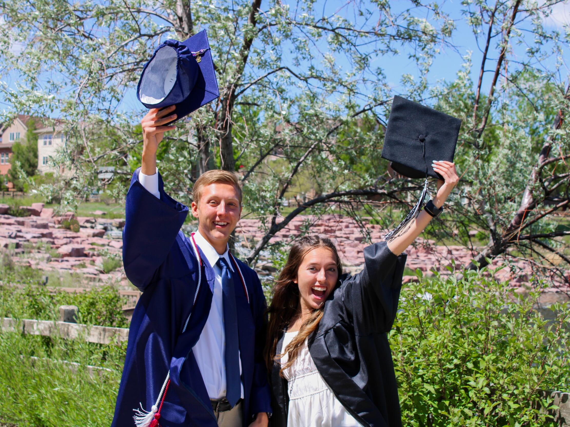 Although we graduated from two different high schools in two different states, we still managed to get some grad photos together!