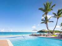 Beach front view from resort's infinity pool in Antigua