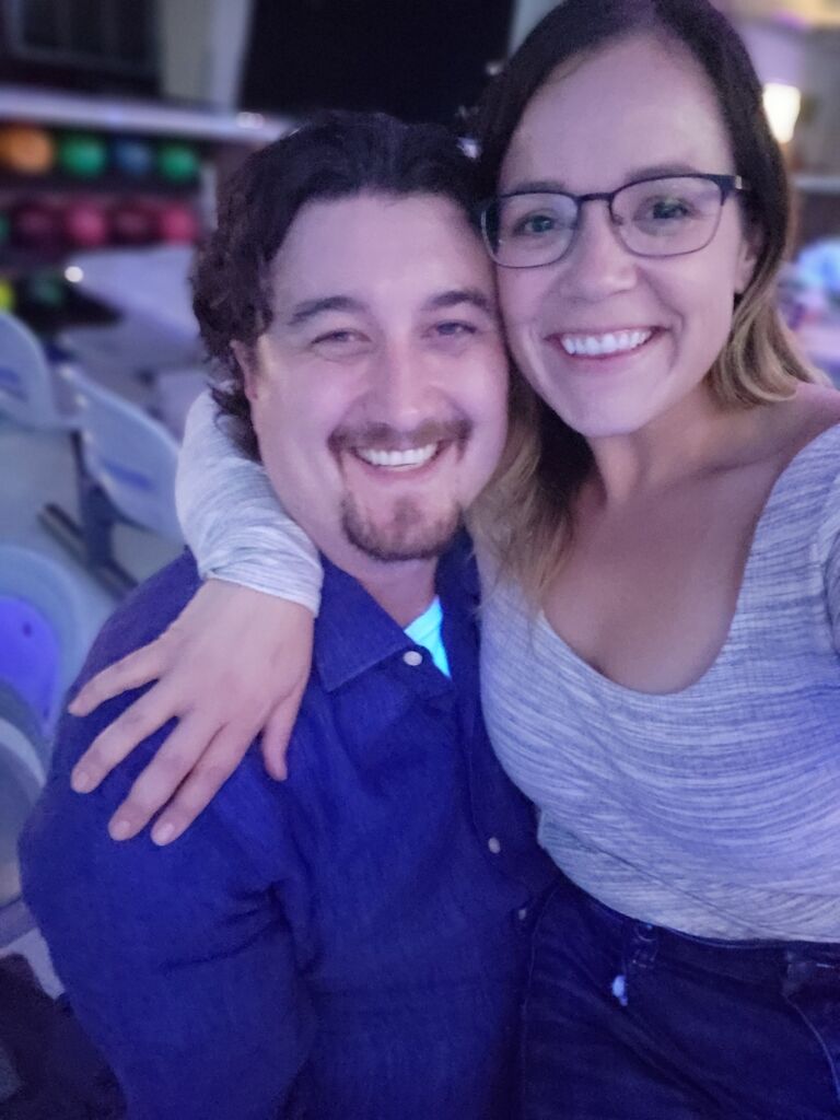 We met on a coed kickball team. Thanks to our mutual friend Krista, she orchestrated a double date at good ol'  Midway Lanes. 