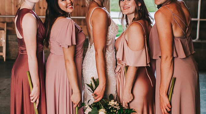 pink barn wedding dresses iowa Lauren & Ryan's Wedding at the Festhalle Barn in Amana, Iowa