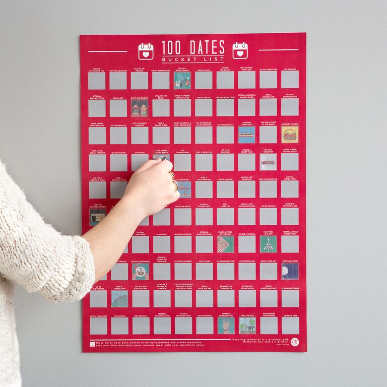 100 Dates Bucket List scratch off poster cute Valentine's Day gift