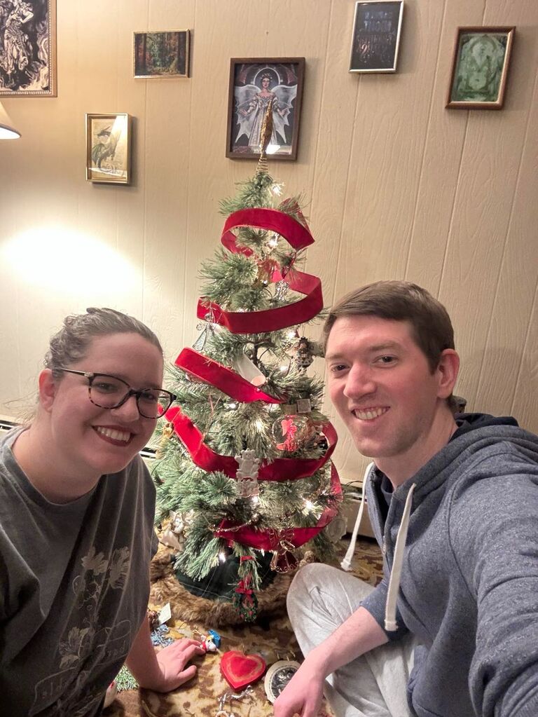 Decorating Micaela's Christmas tree together