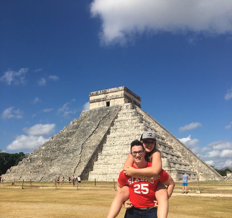 During their first year together they traveled the world, with Mexico as one of their first adventures. 

It was actually during this trip that "I love yous" were exchanged at the hotel where they are now getting married. 