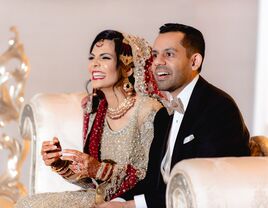 Candid couple's portrait of husband and wife smiling