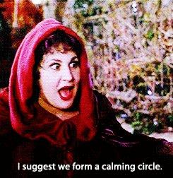 "Hocus Pocus" GIF of Mary Sanderson talking about forming a calming circle.