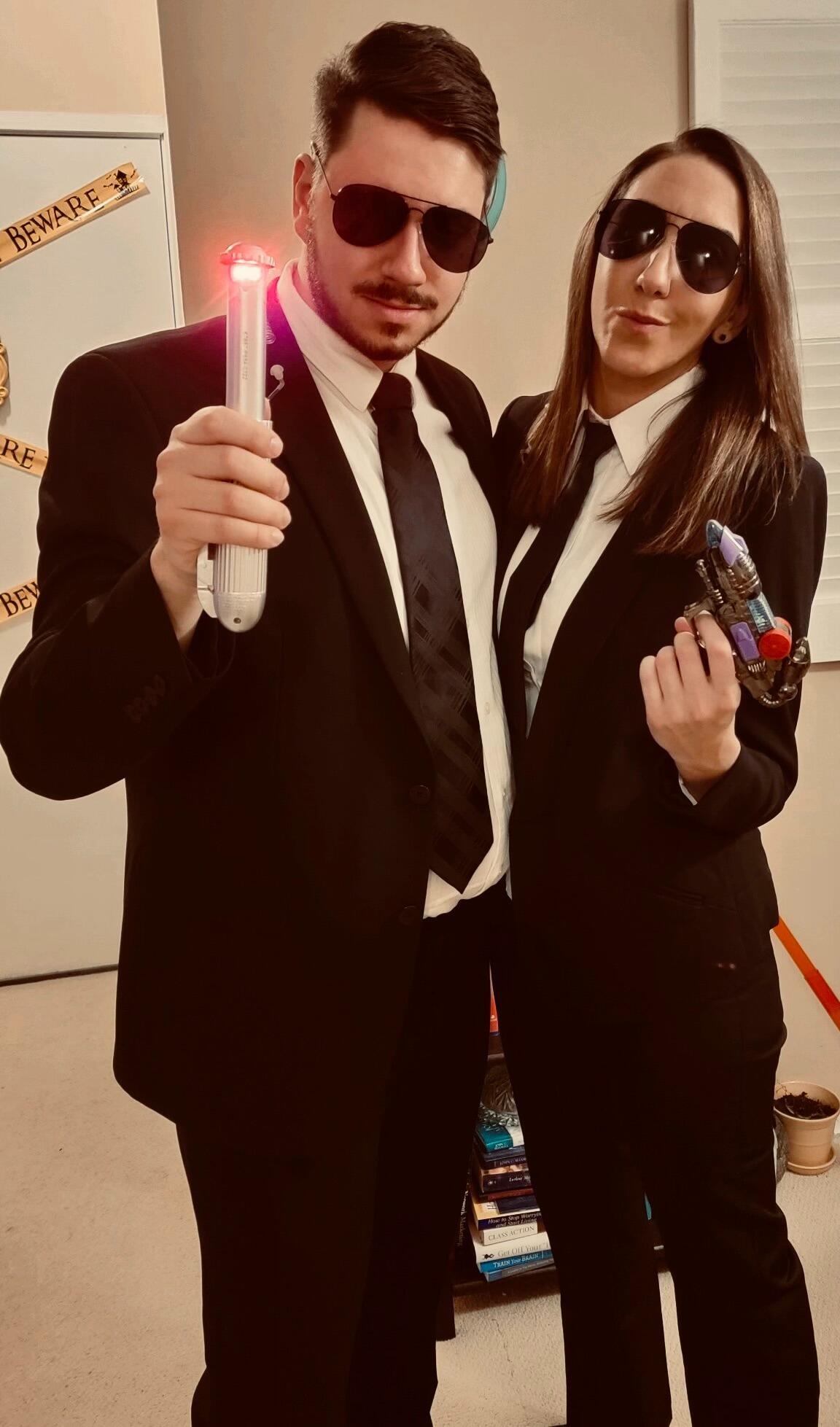 We were the Men in Black for Halloween. The neuralizer and ray gun were ultimately blamed for the foggy memory and headaches the next morning.