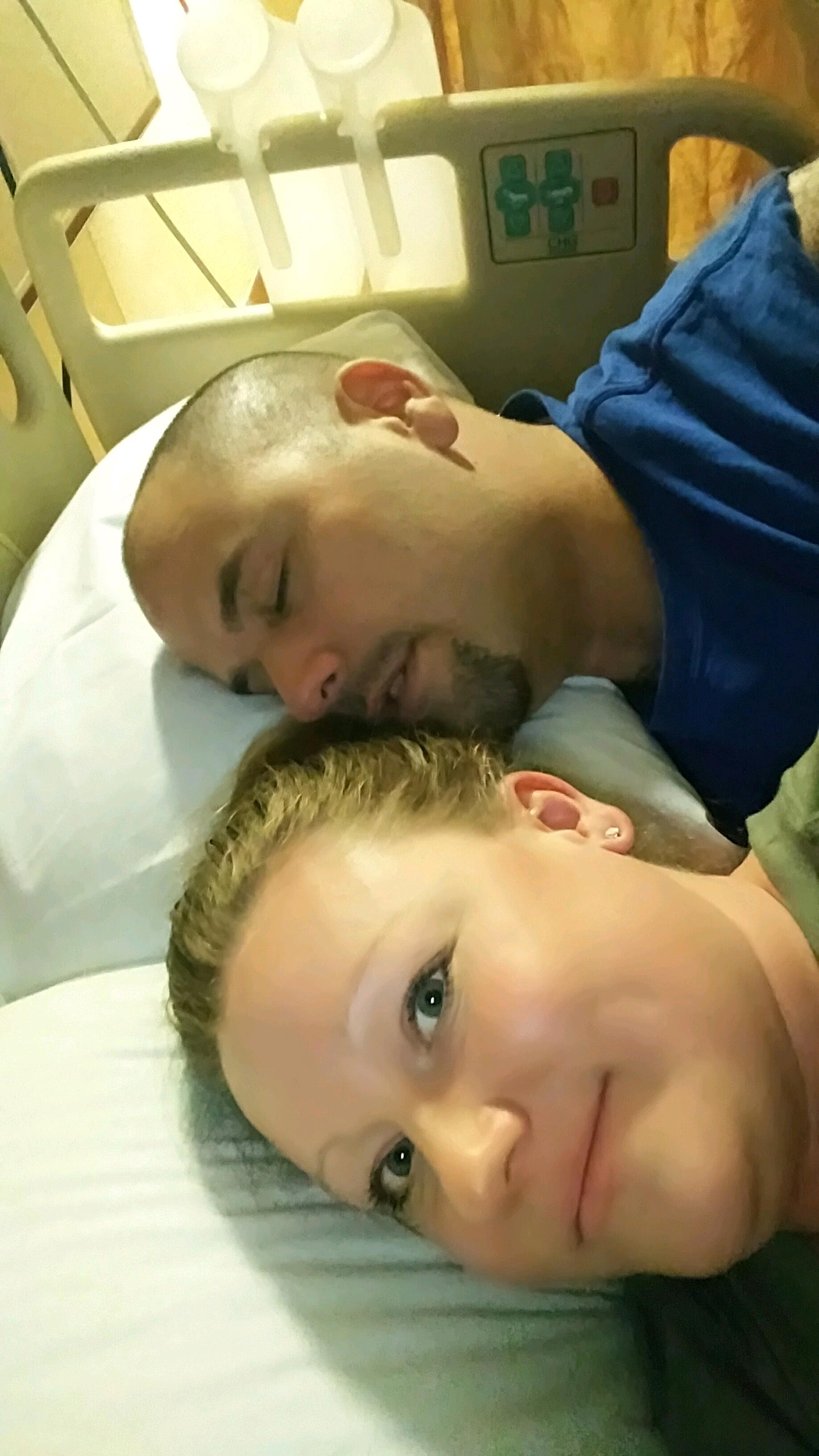 Keith was still at Kessler Rehab but really wanted to cuddle now that he could lay on his side finally! 🥰
