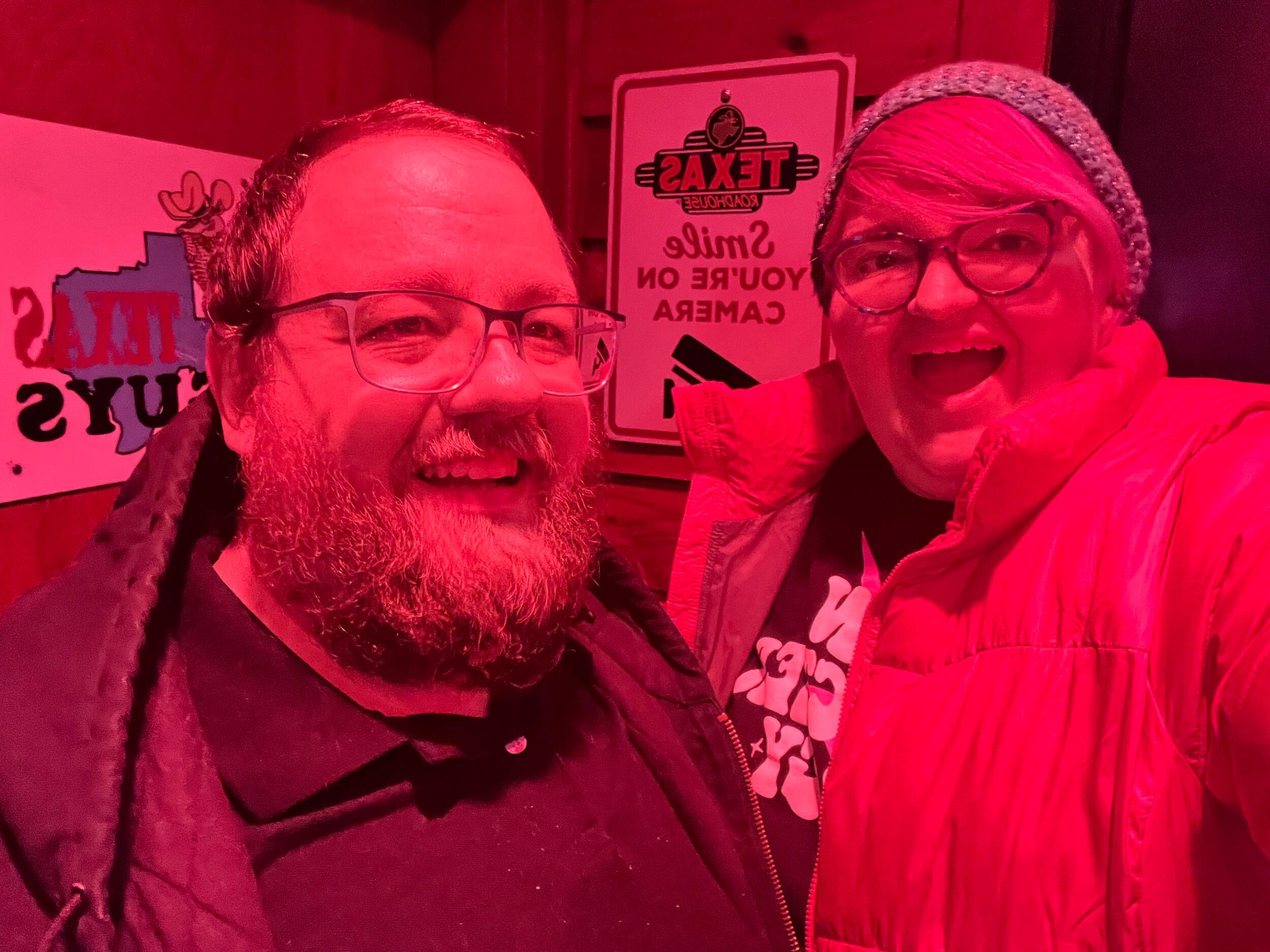 3 years together-- we had big plans for Valentine's Day, so decided to keep our anniversary casual at Texas Roadhouse. The only problem? Once we got there, a horrible ice storm started!