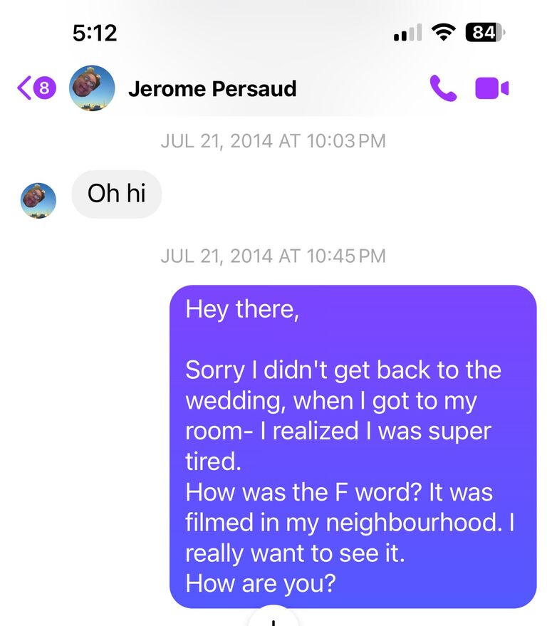 After a week of waiting for Jerome to call, Amanda makes a friend request on Facebook. Jerome responds with a bold opening line...