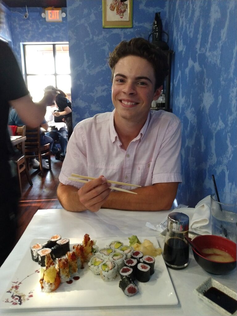 The first time Keith had tried sushi. We found out that he likes the same kind of rolls as I do, but isn't a fan of the raw fish. 