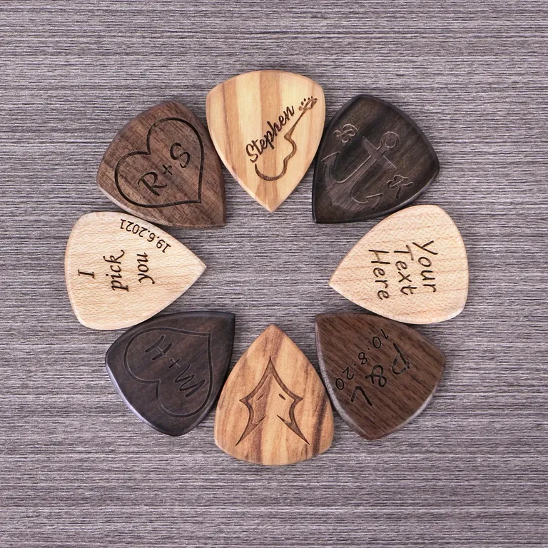 Personalized wooden guitar picks groomsmen gift from Etsy