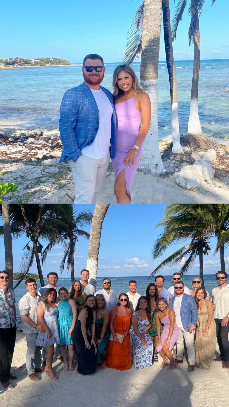 Ian, Savannah, and their closest friends at the Guzman wedding in Cancun!