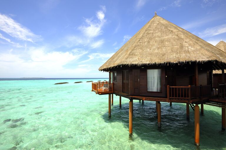 An overwater bungalow in the Maldives.