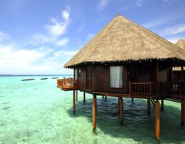 An overwater bungalow in the Maldives.