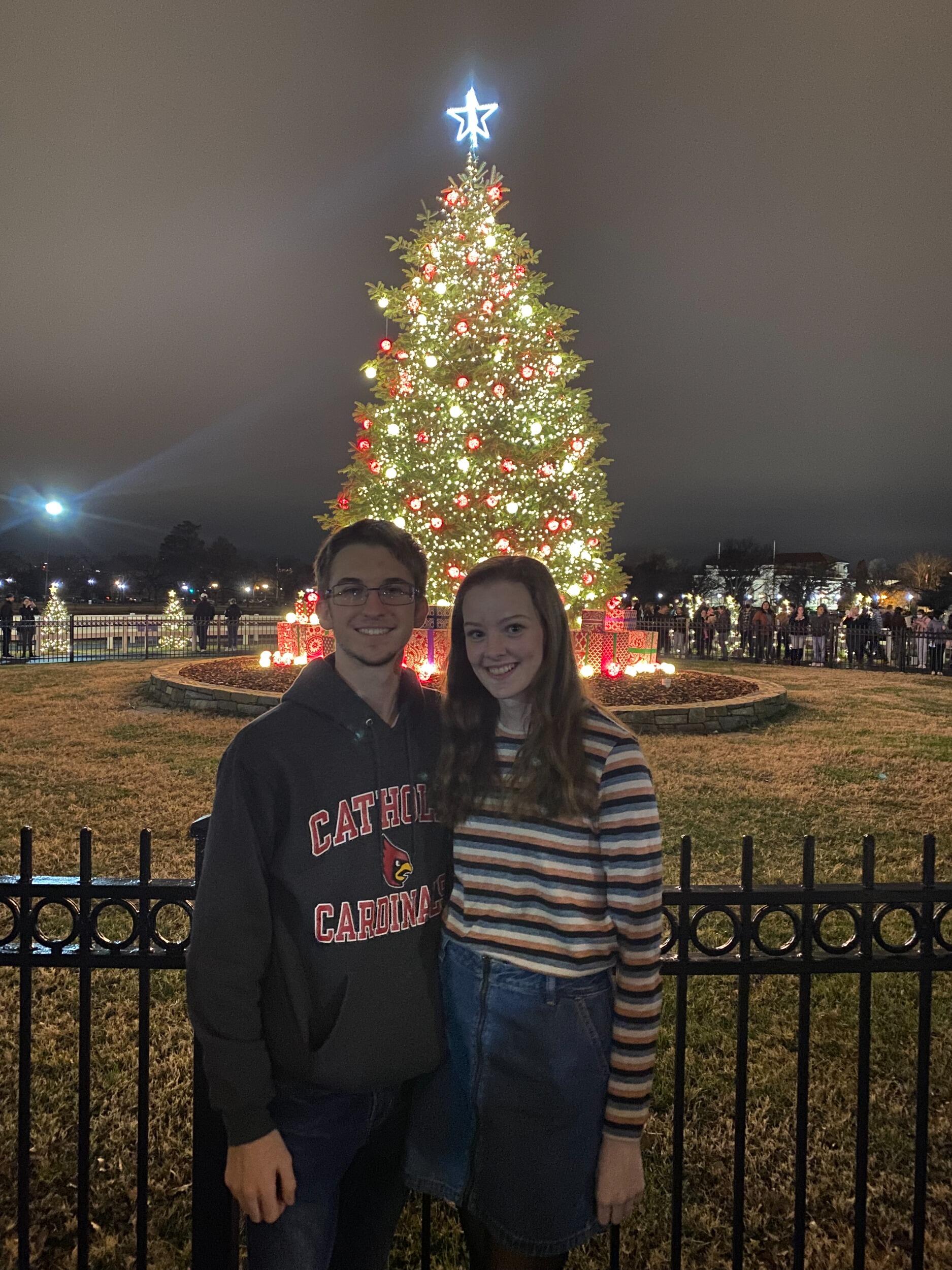 To celebrate the end of the first semester of junior year, Meghan and Johnathan went to see The White House Christmas Tree