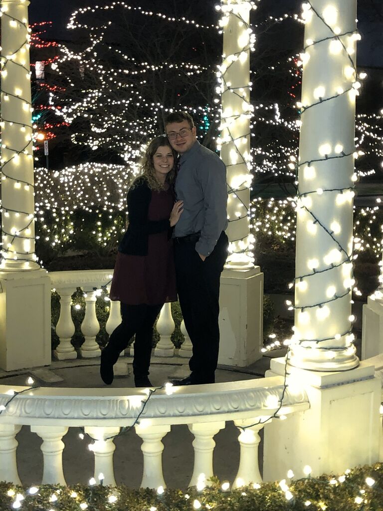 Alexis and Michael at the tunnel of lights at Blossom Heath Park. Michael kept this place in mind when just over two years later, this became the spot of his proposal.