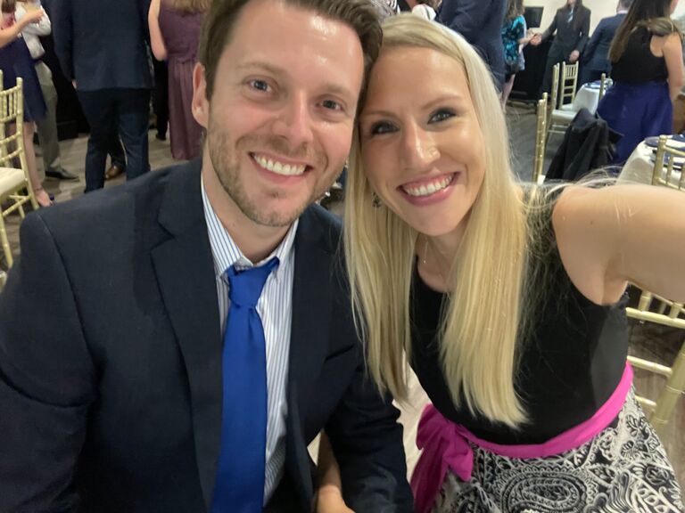 Celebrating at our friend's wedding.