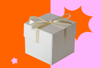 Wedding favor in small white box with white bow