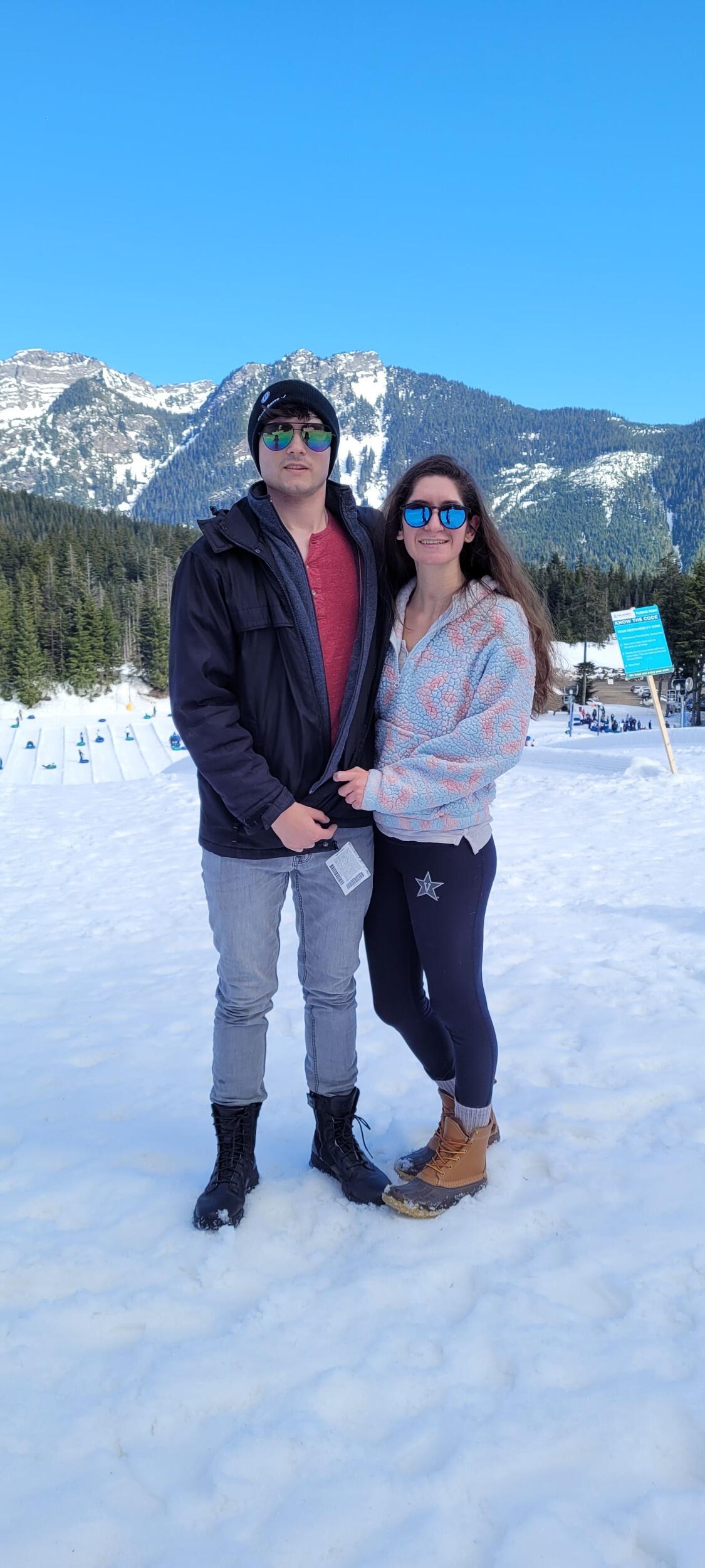 Another instance where Jake made Amanda's dreams come true- tubing down a snowy mountain!